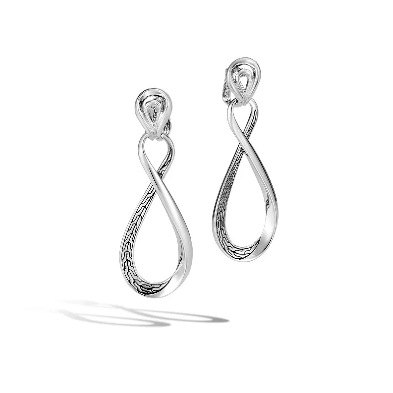 women's gold hoop earrings-Asli Classic Chain Link Silver Earrings