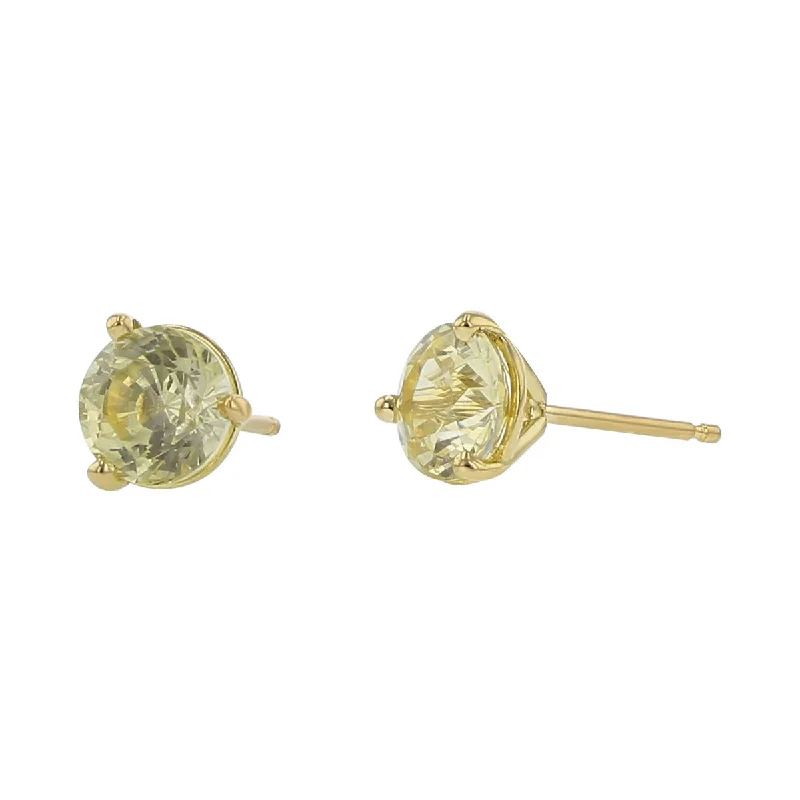 women's long earrings-18K Yellow Gold Yellow Sapphire Stud Earrings