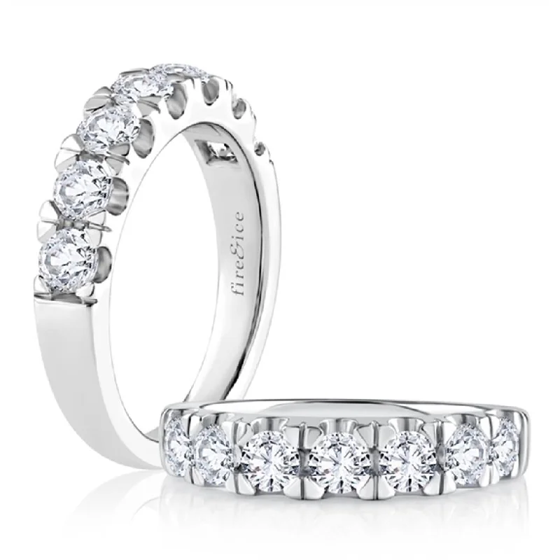 women's radiant cut engagement rings-18K White Gold Half Anniversary Diamond Wedding Band