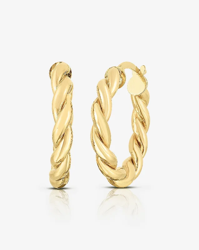 women's gemstone stud earrings-Gold Twisted Hoops