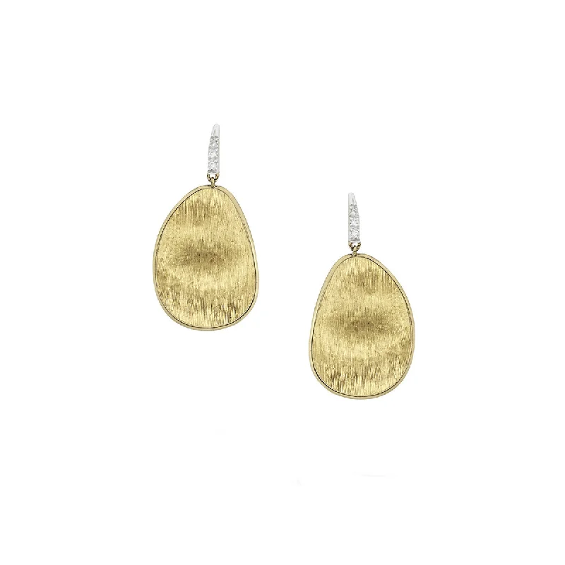 women's silver dangly earrings-18K Yellow Gold and Diamond Small Drop Earrings