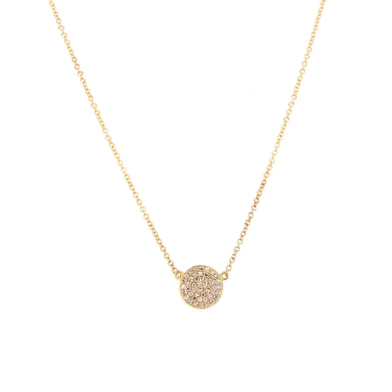 women's diamond necklaces-14K Yellow Gold MediumDisc Diamond Necklace