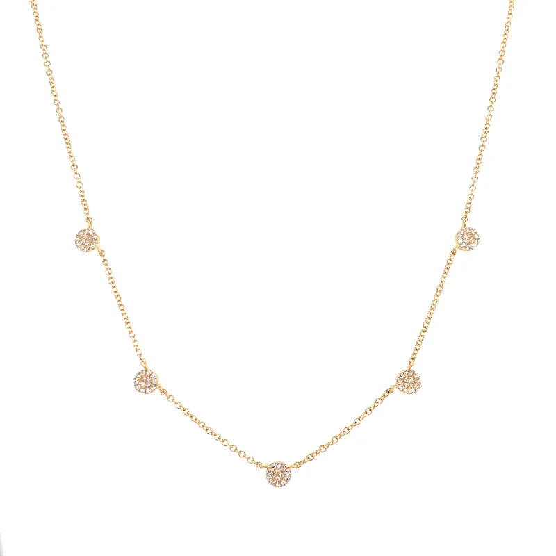 women's gold necklaces-14K Yellow Gold Diamond Mini Disc By The Yard Necklace