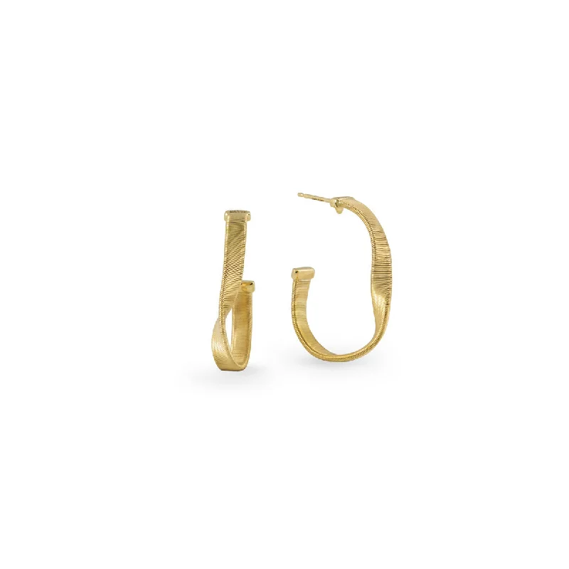 women's drop earrings-18K Yellow Gold Twisted Hoop Earrings