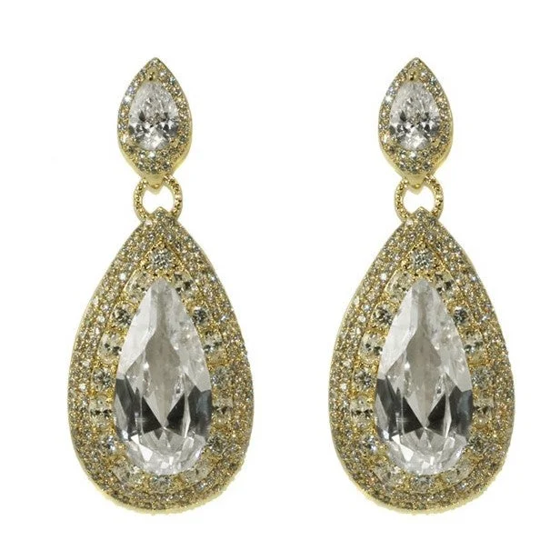 women's chandelier diamond earrings-Bridged Pear Chandelier Earrings | 18k Gold | 48mm