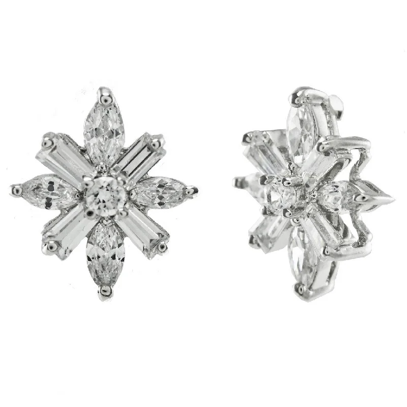 women's huggie earrings-Batini Snowflake Cluster CZ Stud Earrings