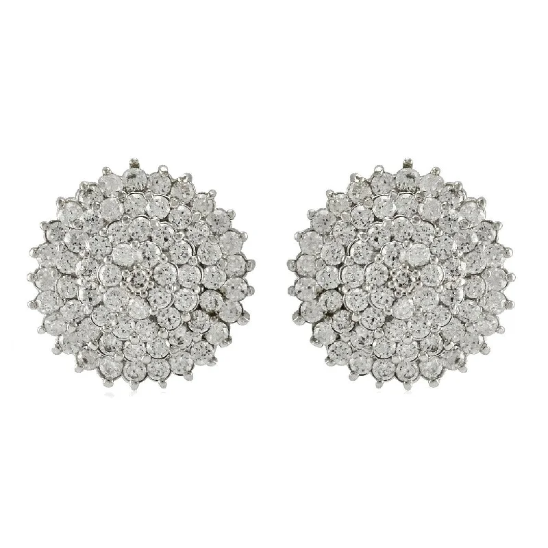 women's heart-shaped drop earrings-Parley CZ Pave Dome Stud Earrings