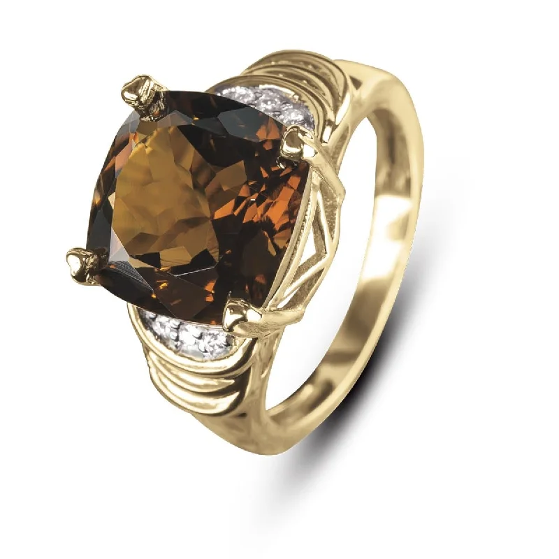 women's white gold rings-Cognac Quartz Ring