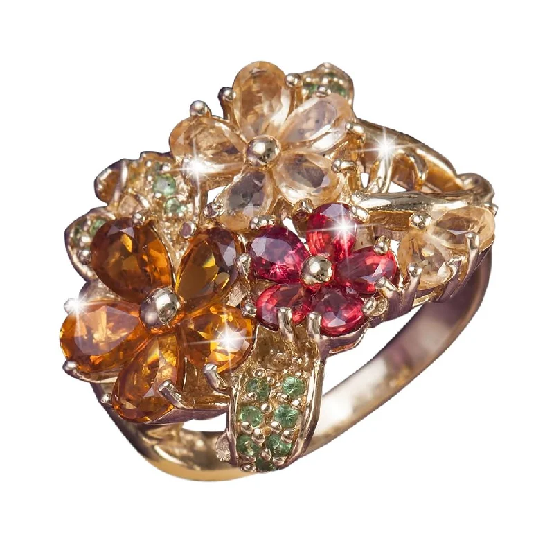 women's cocktail rings-Golden Corsage Ring