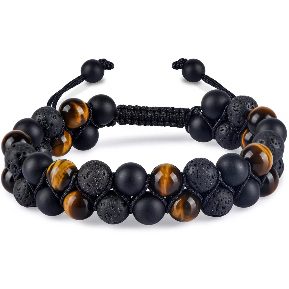 8mm Tiger Eye Matte Black Agate