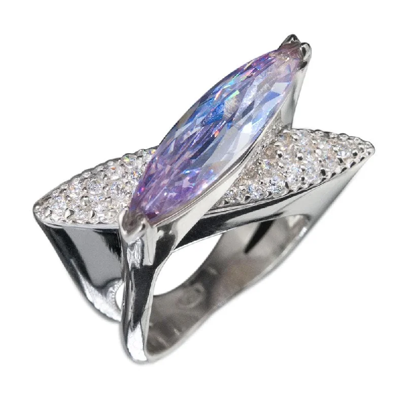 women's platinum rings-Blue Sculpture Ring