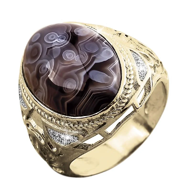 women's silver rings-Crazy Lace Agate Ring