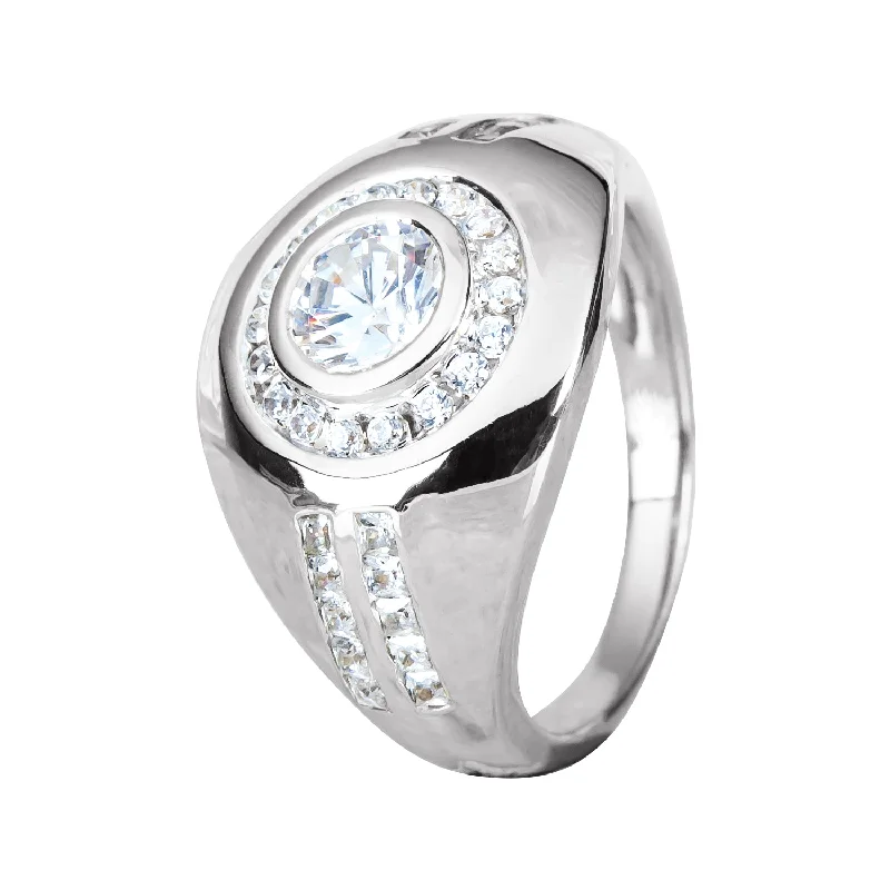 women's sapphire engagement rings with diamonds-Echo Men's Rhodium Ring