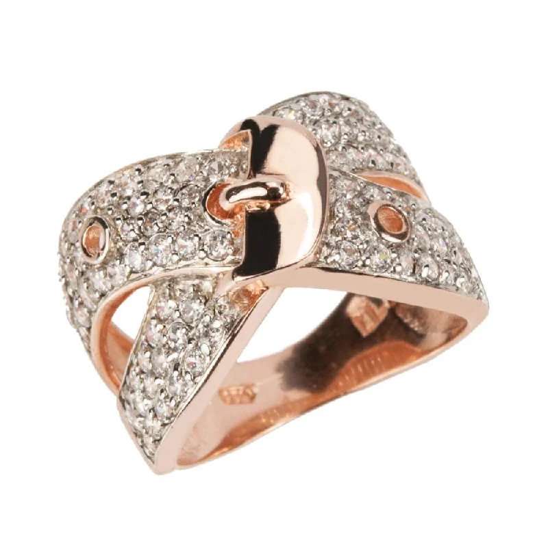 women's two-tone rings-Buckle Couture Rose Gold Ring