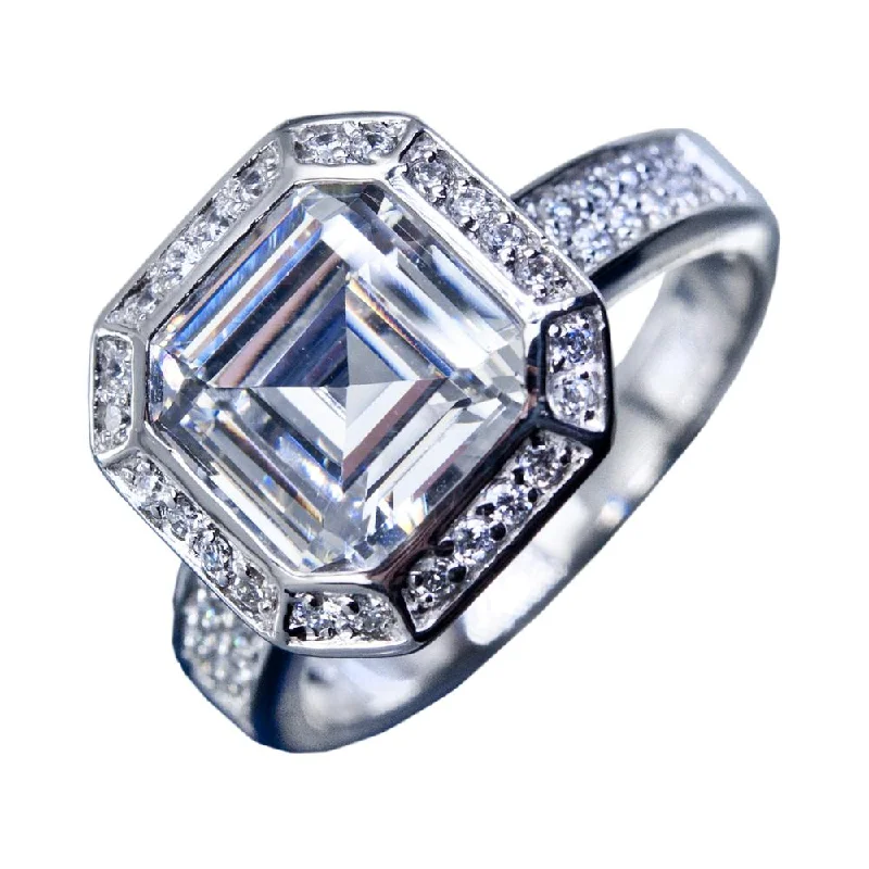 women's sapphire engagement rings-Asscher Deco Ring