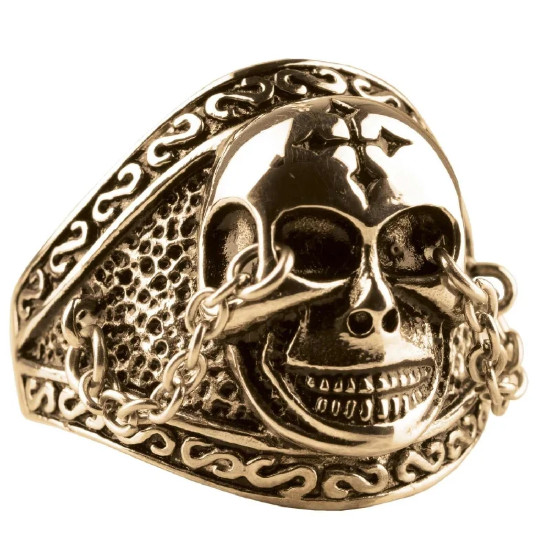 women's luxury rings-Chained Skull Ring