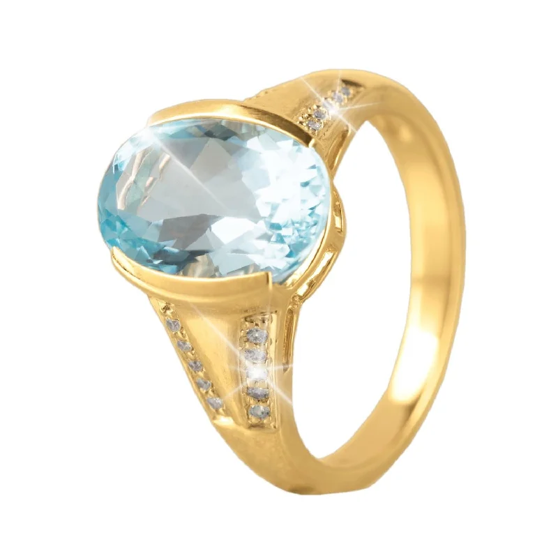 women's eternity rings-10K Gold Blue Topaz Ring