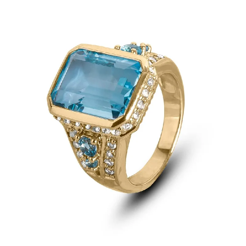 women's square rings-Bermuda Blue Topaz Ring