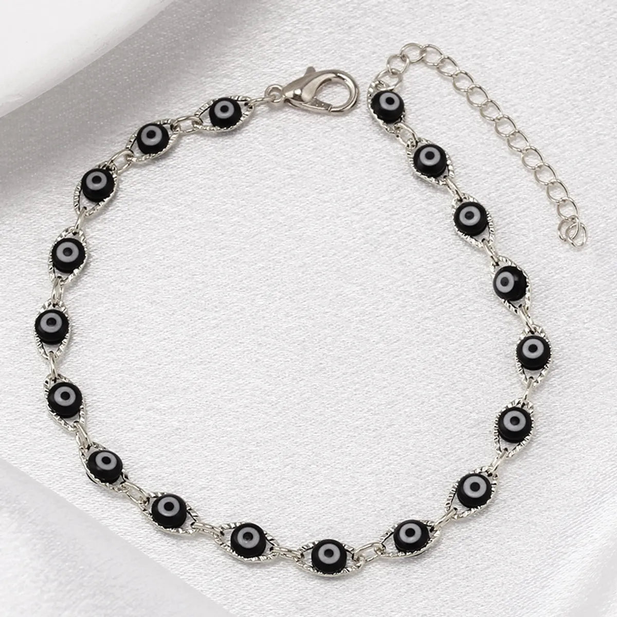 Black Devil's Eye Bracelet with Silver Background