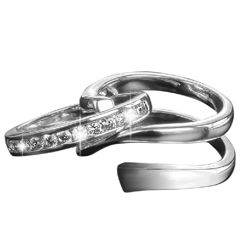 women's diamond wedding rings-Twister Rhodium Ring