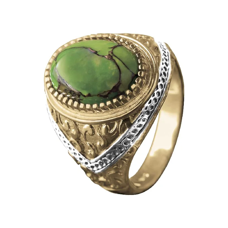 women's designer rings-Green Copper Turquoise Ring