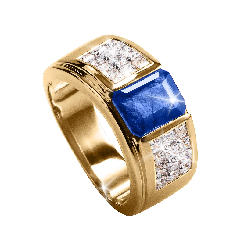 women's cushion cut rings-Sapphire Skies Men's Ring