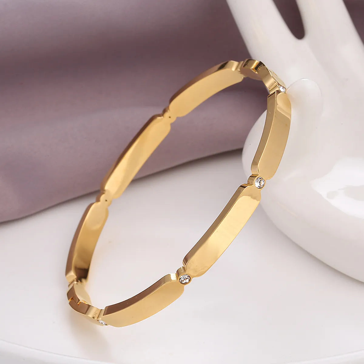 women's stackable bracelets-Wholesale Basic Solid Color Stainless Steel 18k Gold Plated Zircon Bangle