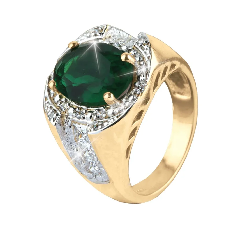 women's halo diamond rings-Hunter Green Men's Ring