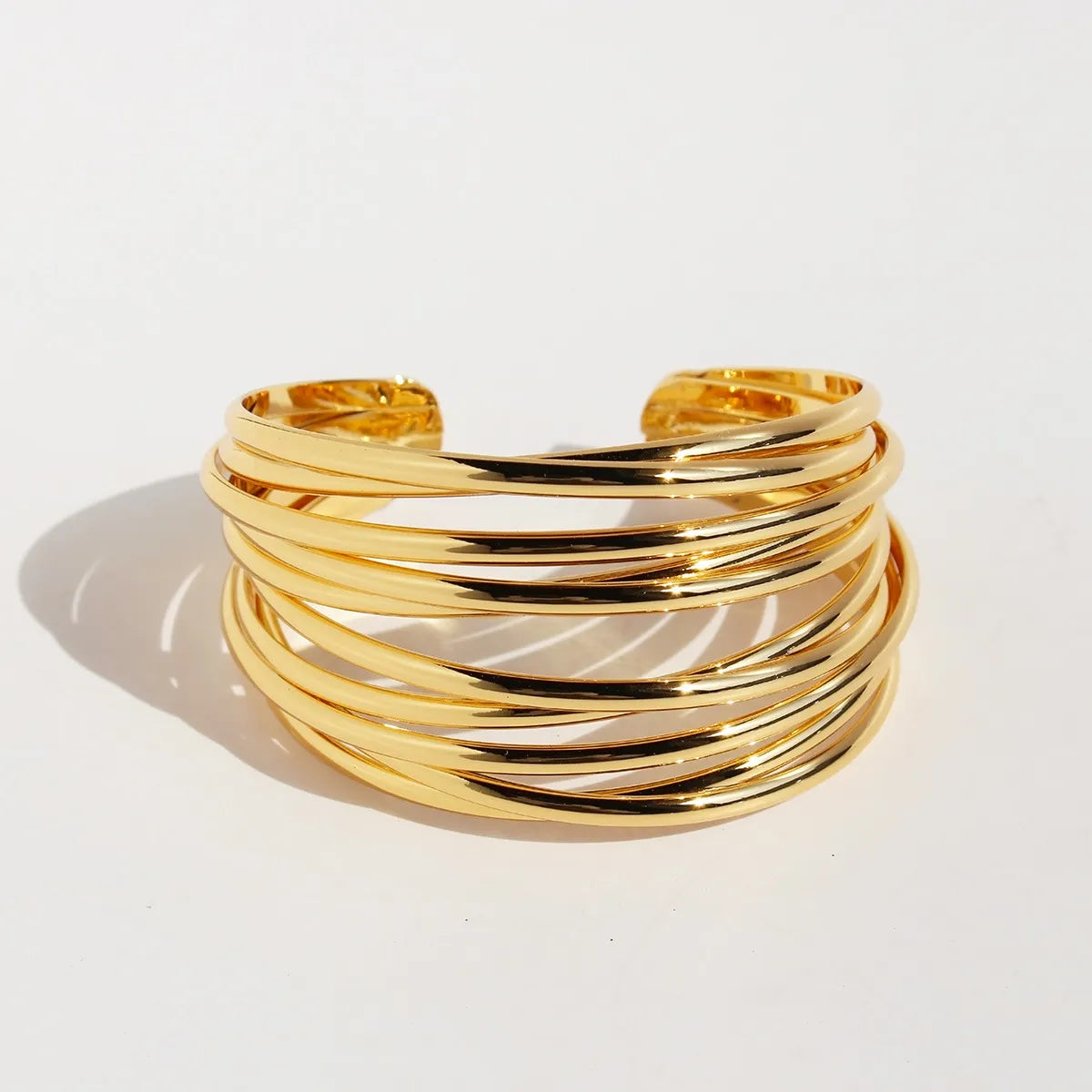 women's silver bangles-Wholesale Exaggerated Simple Style Solid Color Copper 18K Gold Plated Bangle