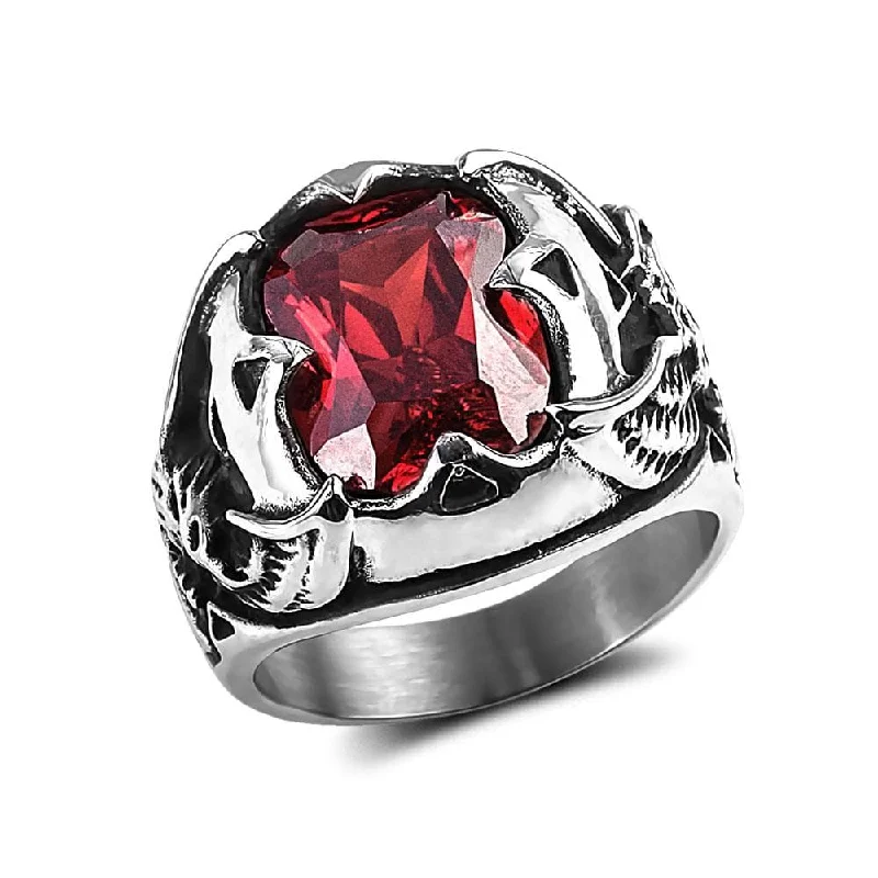 women's sapphire rings-Men's Red Eagle Stone Ring