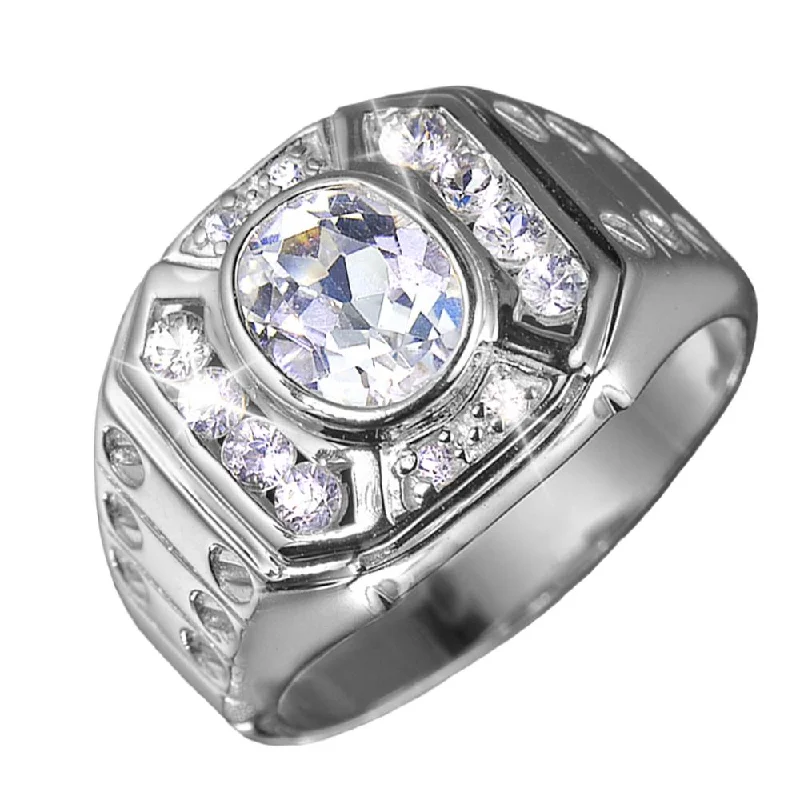 women's halo engagement rings-Treviso Rhodium Men's Ring