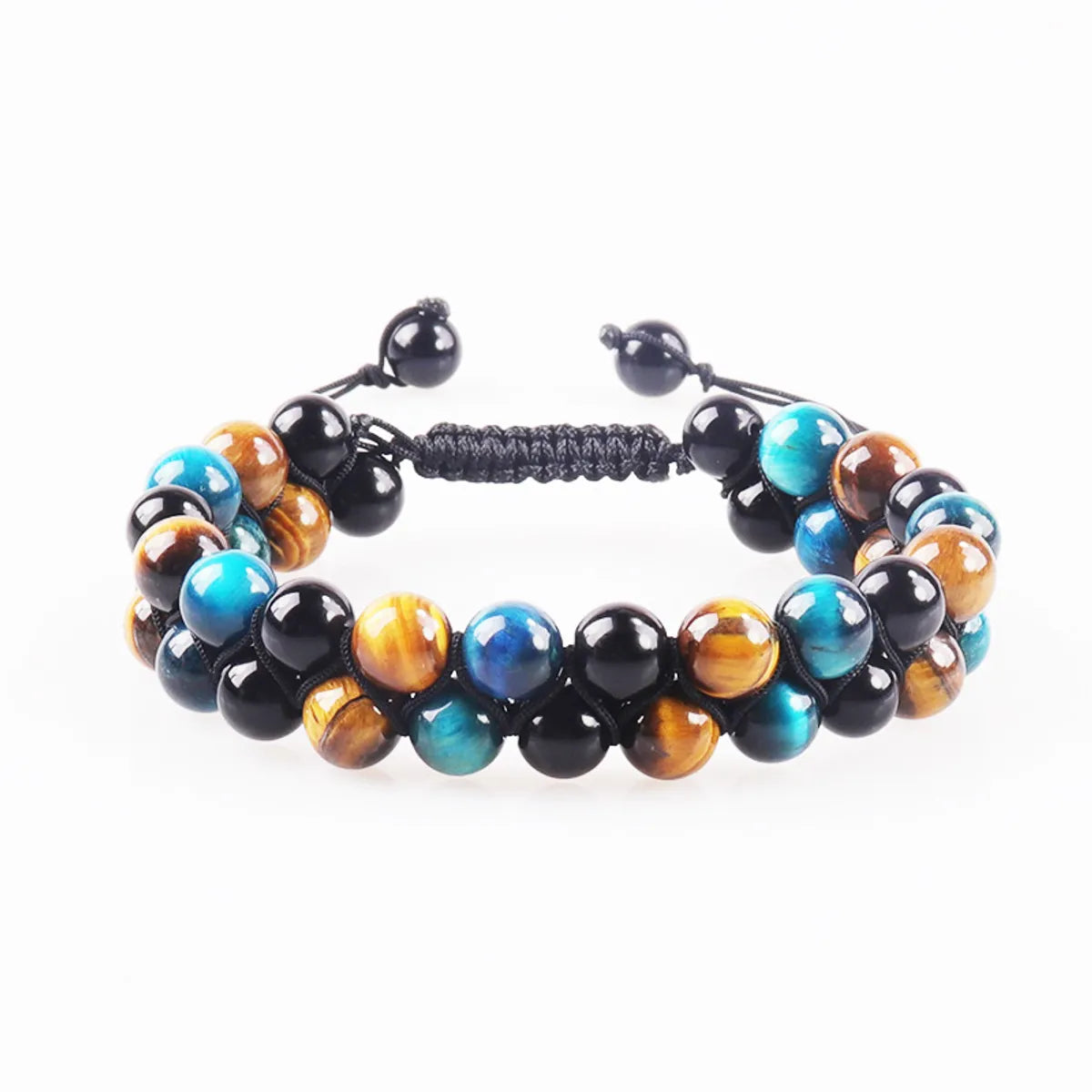 8mm Blue Tiger Yellow Tiger Black Agate