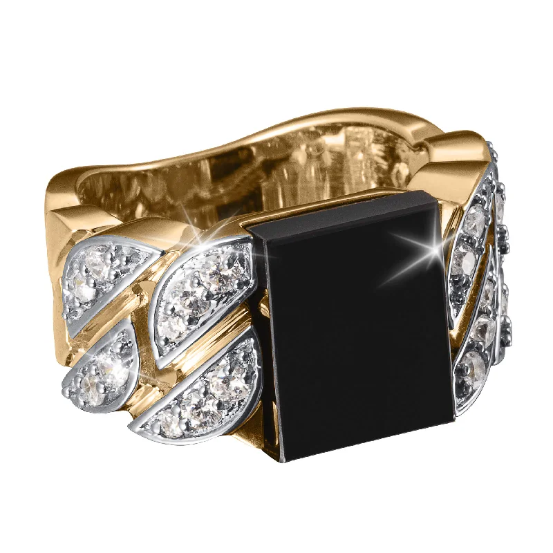 women's silver promise rings-Onyx Insignia Men's Ring