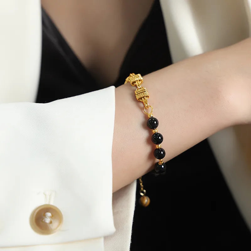 E379-Black Agate Bracelet-18cm