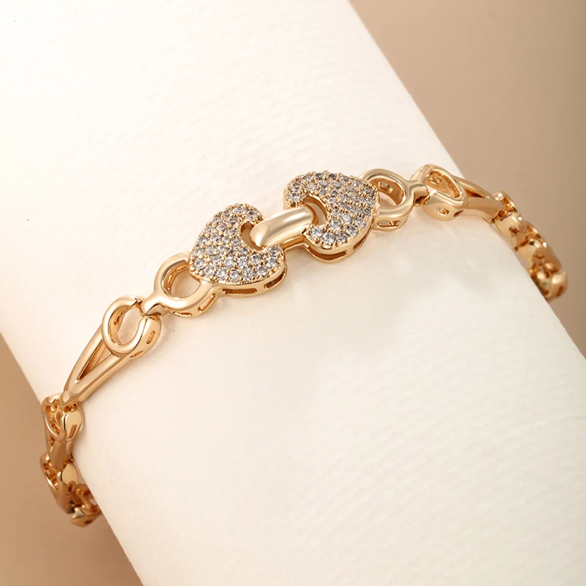 women's beaded bracelets-Elegant Glam Xuping Heart Shape Alloy Copper Plating Inlay Artificial Diamond 18k Gold Plated Women'S Bracelets