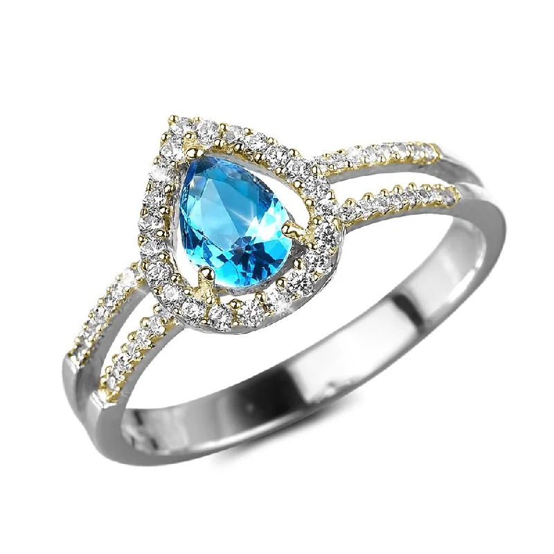 women's heart-shaped rings-Dewdrop Halo Ring