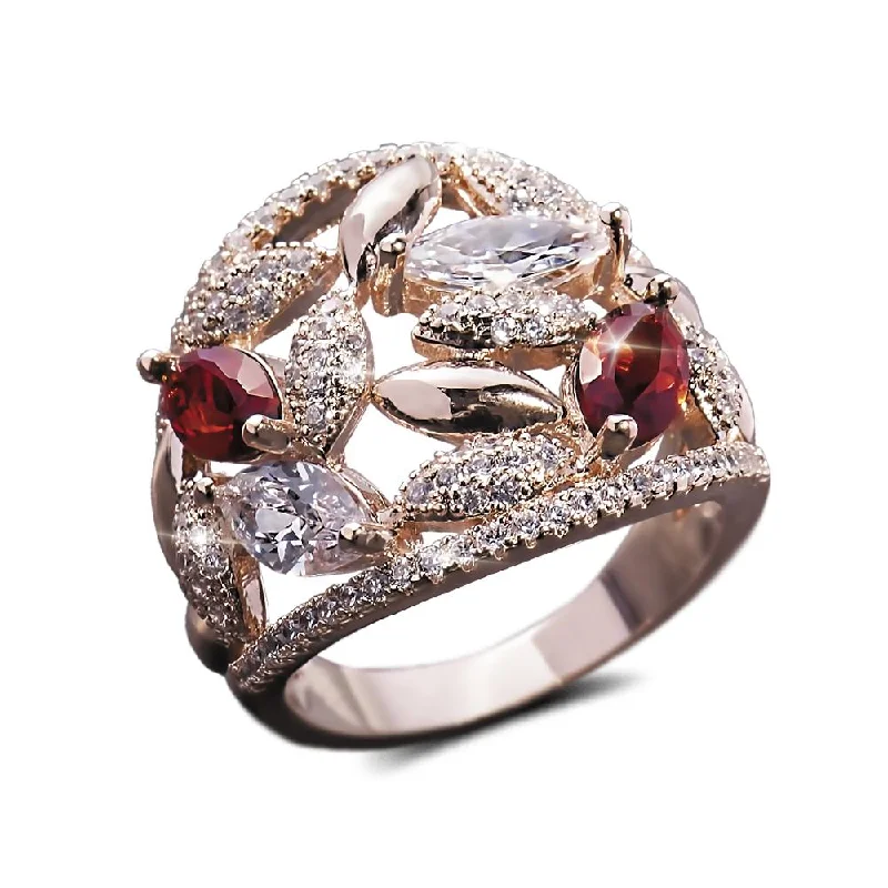 women's silver promise rings-Fever Rose Ring