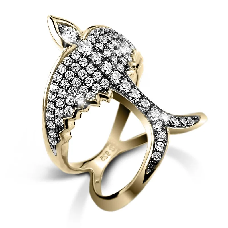 women's wedding rings with diamonds-Swallows Return Gold Ring