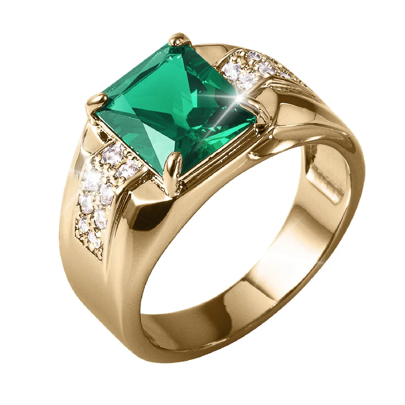 women's stacking rings-Contender Green Men's Ring