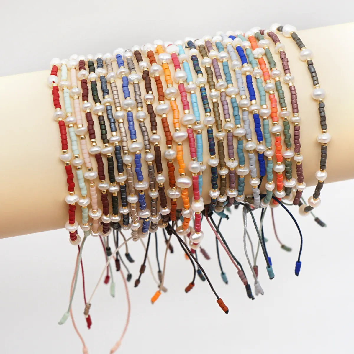 women's friendship bracelets-Bohemian Myuki Beads Handmade Woven Freshwater Pearl Rope Bracelet