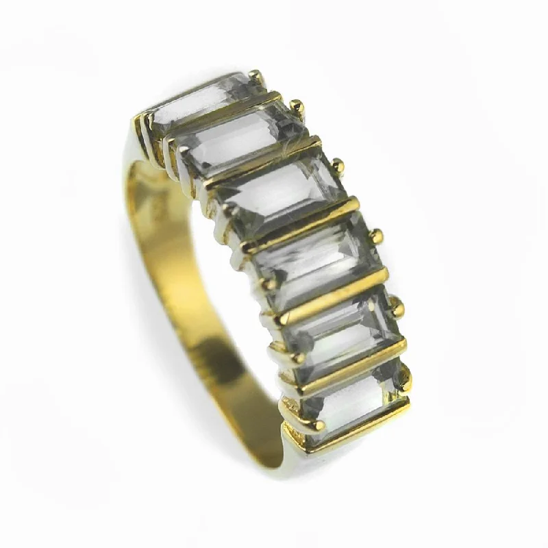 women's luxury gemstone rings-Peridot Baguette Clear Ring