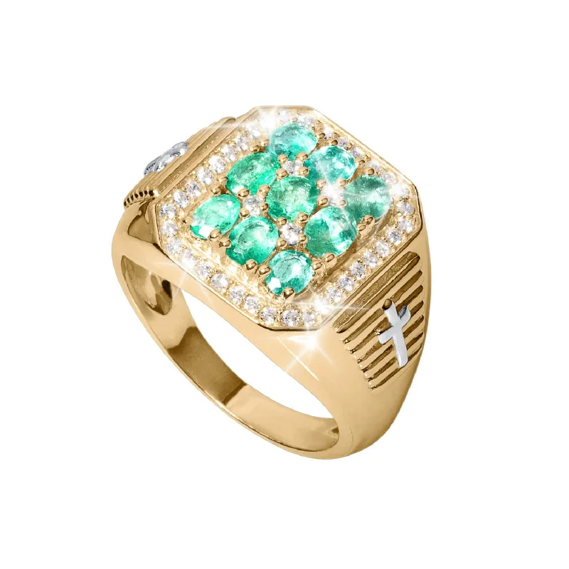 women's engagement rings with colored diamonds-Excelsior Emerald Men's Ring