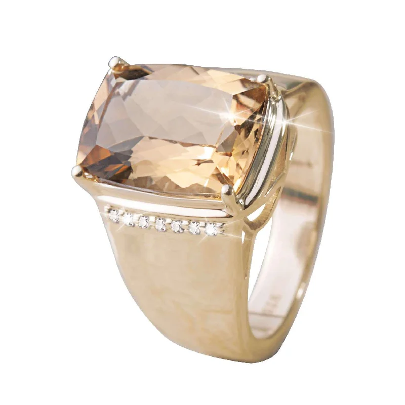 women's two-tone rings-Champagne Quartz Ring