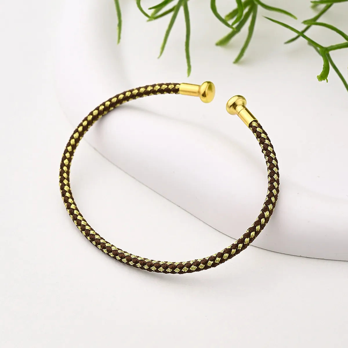 Adjustable Bracelet (Brown & Gold)