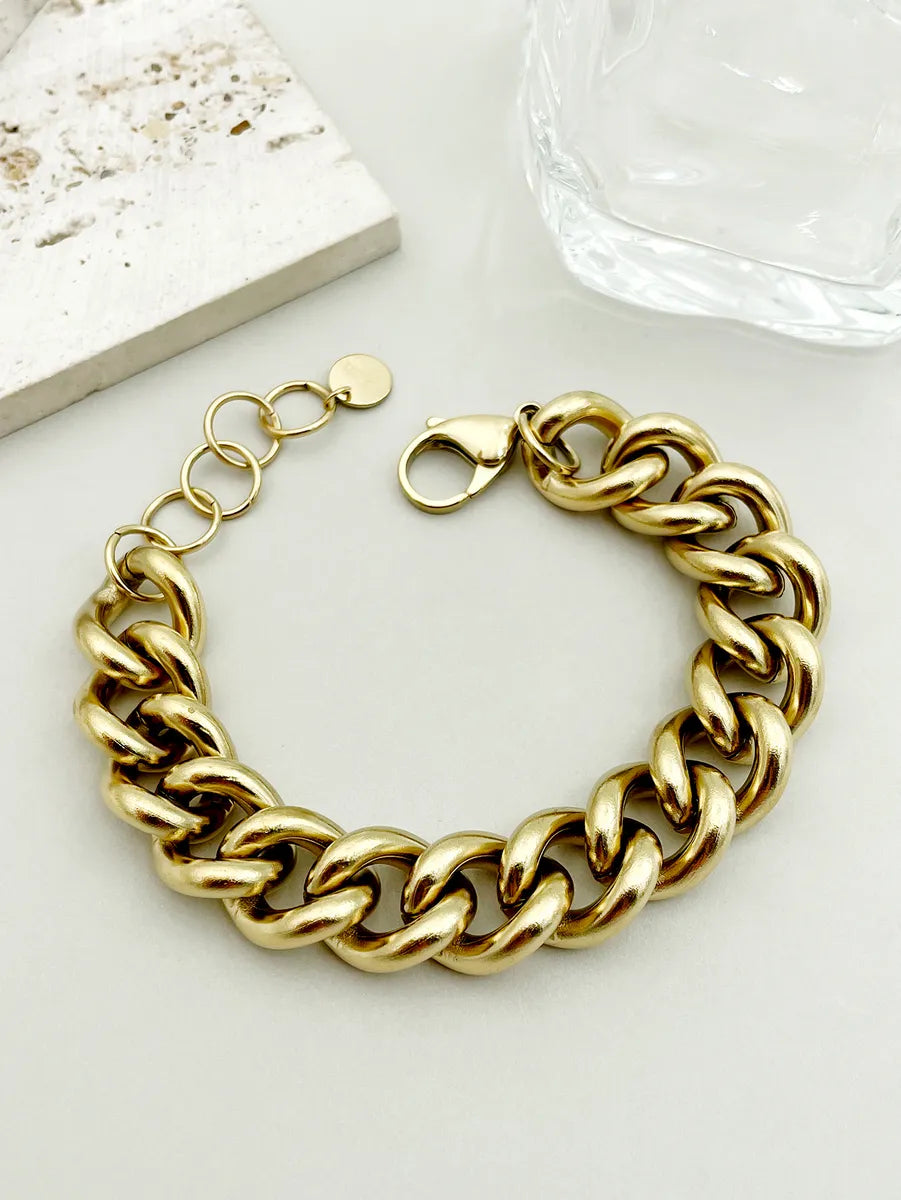 women's stylish bangles-Lady Solid Color Stainless Steel Patchwork Plating Gold Plated Bracelets