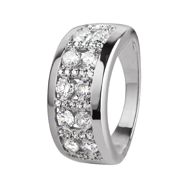 women's bridal rings-Promise Eternity Rhodium Ring