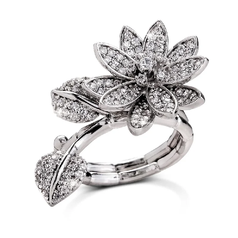 women's floral engagement rings-Flora Duo Ring