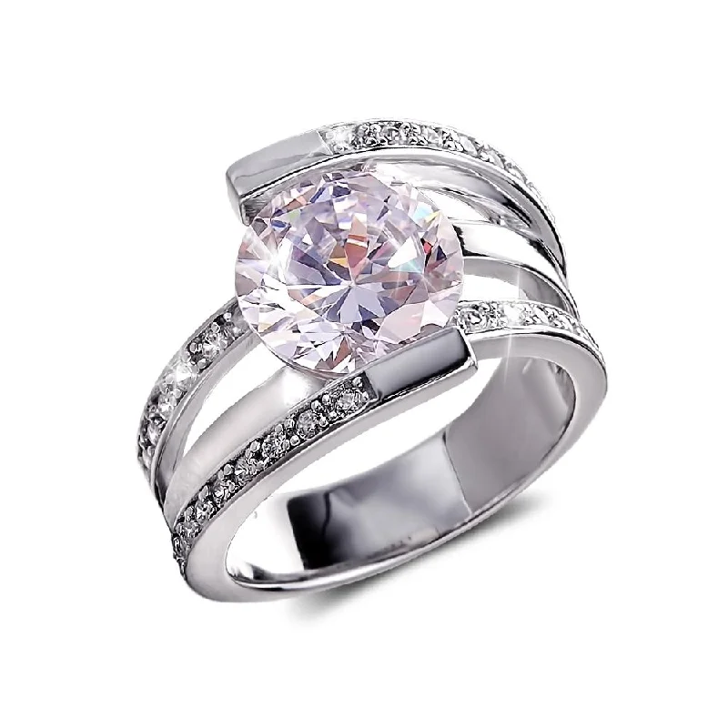 women's classic solitaire rings-Rodela Rhodium Ring