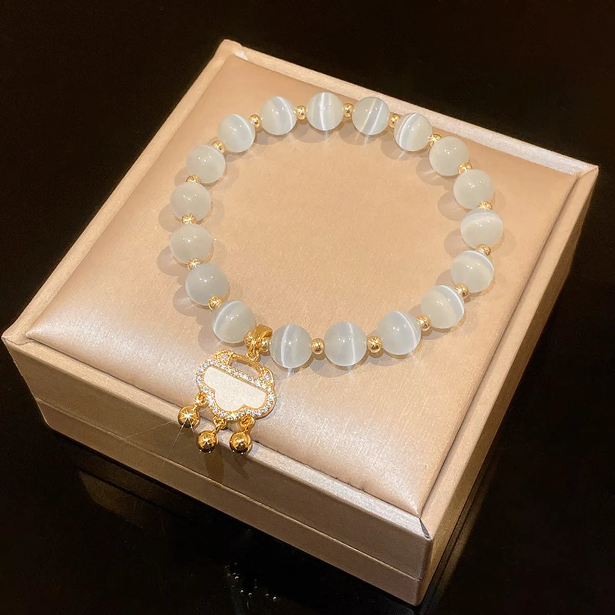 Real Gold Electroplated Zircon Safety Lock Opal Bracelet