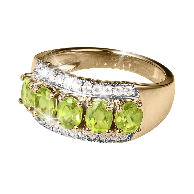 women's rose gold engagement rings-Romantica Rainbow Peridot Ladies Ring